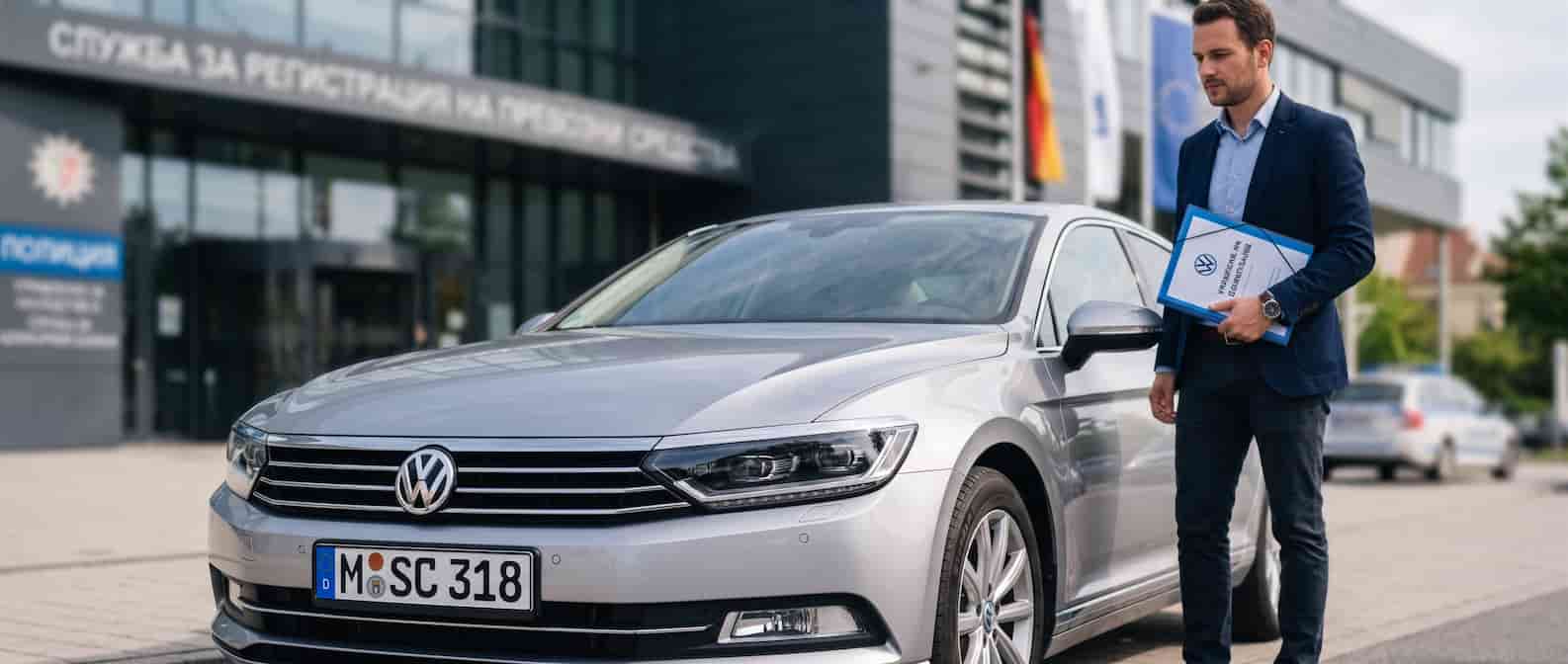 Автомобил VW Passat нов внос без регистрационни табели, чакащ за регистрация в КАТ Варна