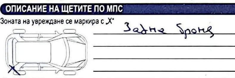 Стъпка 7 - Попълване на схема на щетите по автомобила при застрахователно събитие