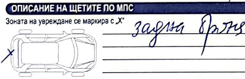 Стъпка 7 схема на материалните щети по колата